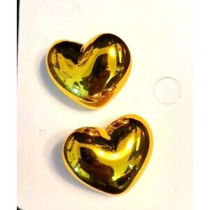 3D puffy GOLD metallic heart balloon stud earrings